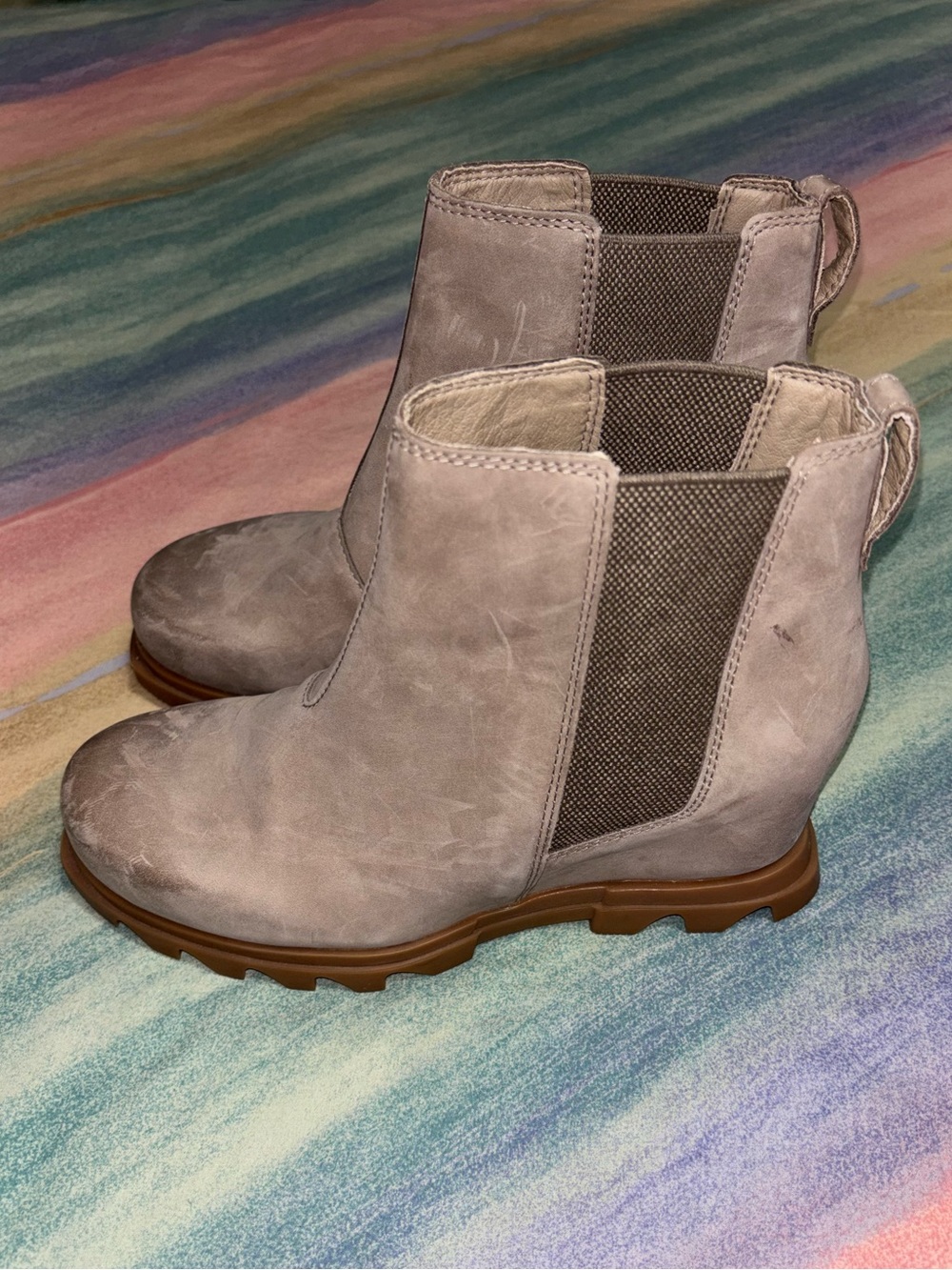 Sorel Boots Womens 9 US Joan of Arctic Wedge II Chelsea Beige